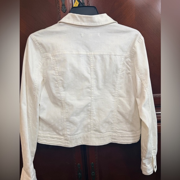Lauren Conrad EUC White on White Polka Dot Moto denim Jacket - Size XL - - Picture 4 of 11